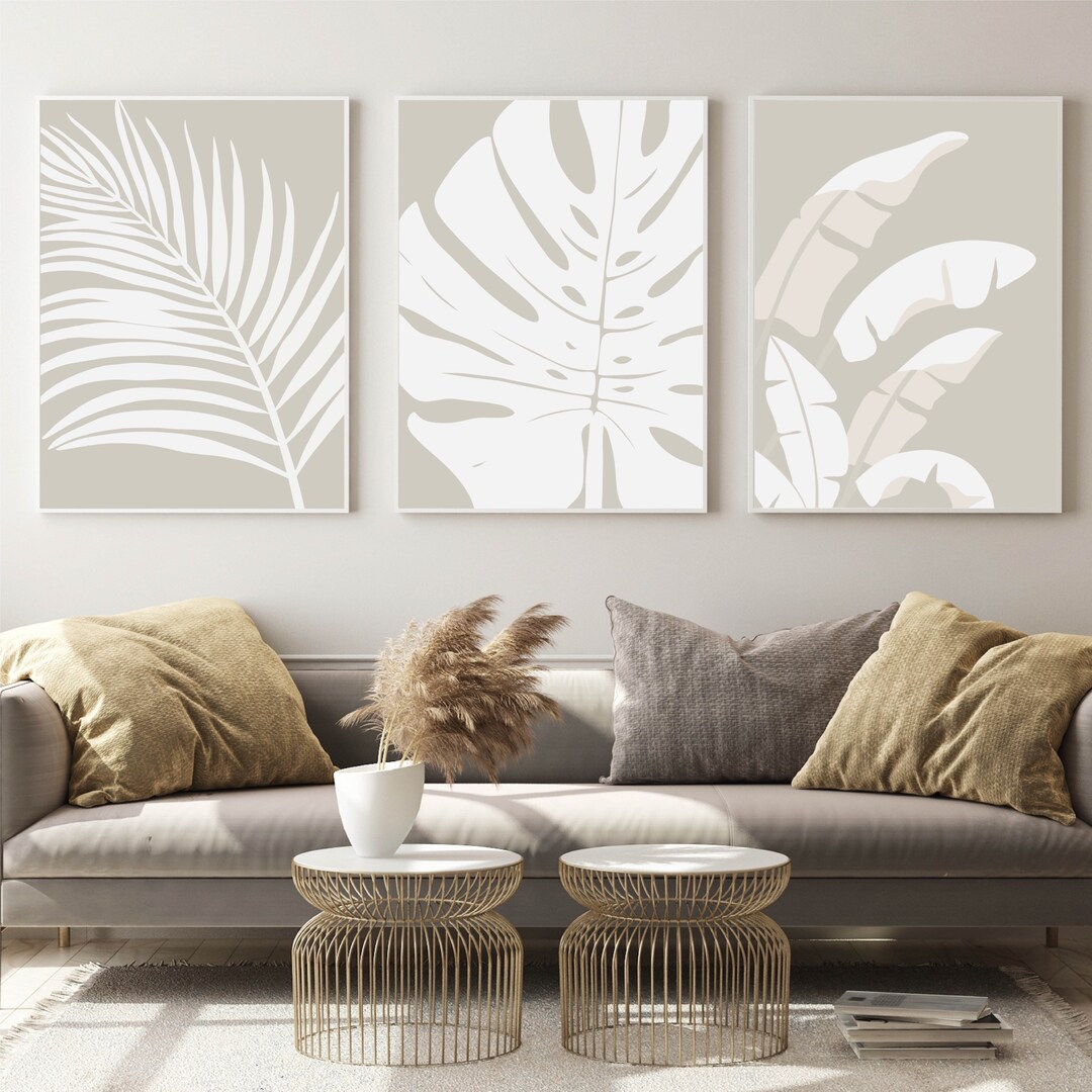 Botanical Set of 3 Prints. Tropical Wall Art. Leaves Wall Art. Monstera ...