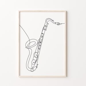 Music Print.  Saxophone Wall Art. Saxophone Printable Wall Art, Wall Decor. Black and White Poster. Printable Music Art. DIGITAL DOWNLOAD