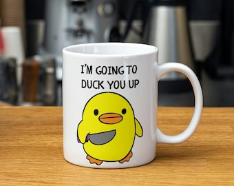 Taza de café con forma de pato: "Te voy a agachar" - Regalo con un juego de palabras original