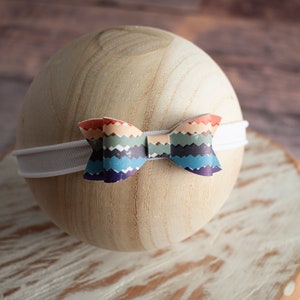 mute rainbow stripe vegan leather bows for babies