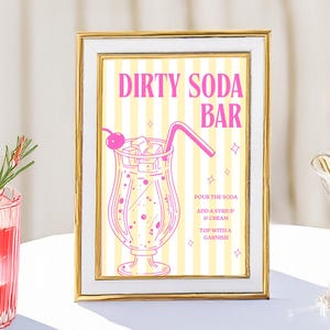 Printable Dirty Soda Bar Menu - Signature Drink Poster, Non-Alcoholic Mocktail Party Sign, Wedding Bridal Shower Decor, Drink Bar Menu Signs