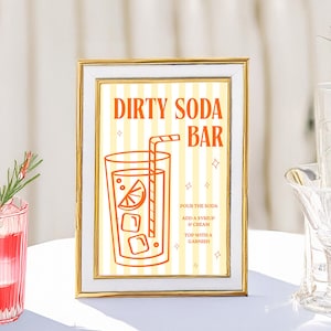 Printable Dirty Soda Bar Menu - Signature Drink Poster, Lemonade Mocktail Party Signage, Wedding Bridal Shower Decor, Drink Bar Menu Signs