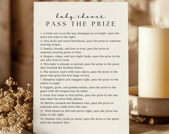 Pass the Prize Baby Shower Game Printable Baby Shower Game, Baby Shower Poem Games, Baby Sprinkle Pass the Gift, Instant Download Party Game