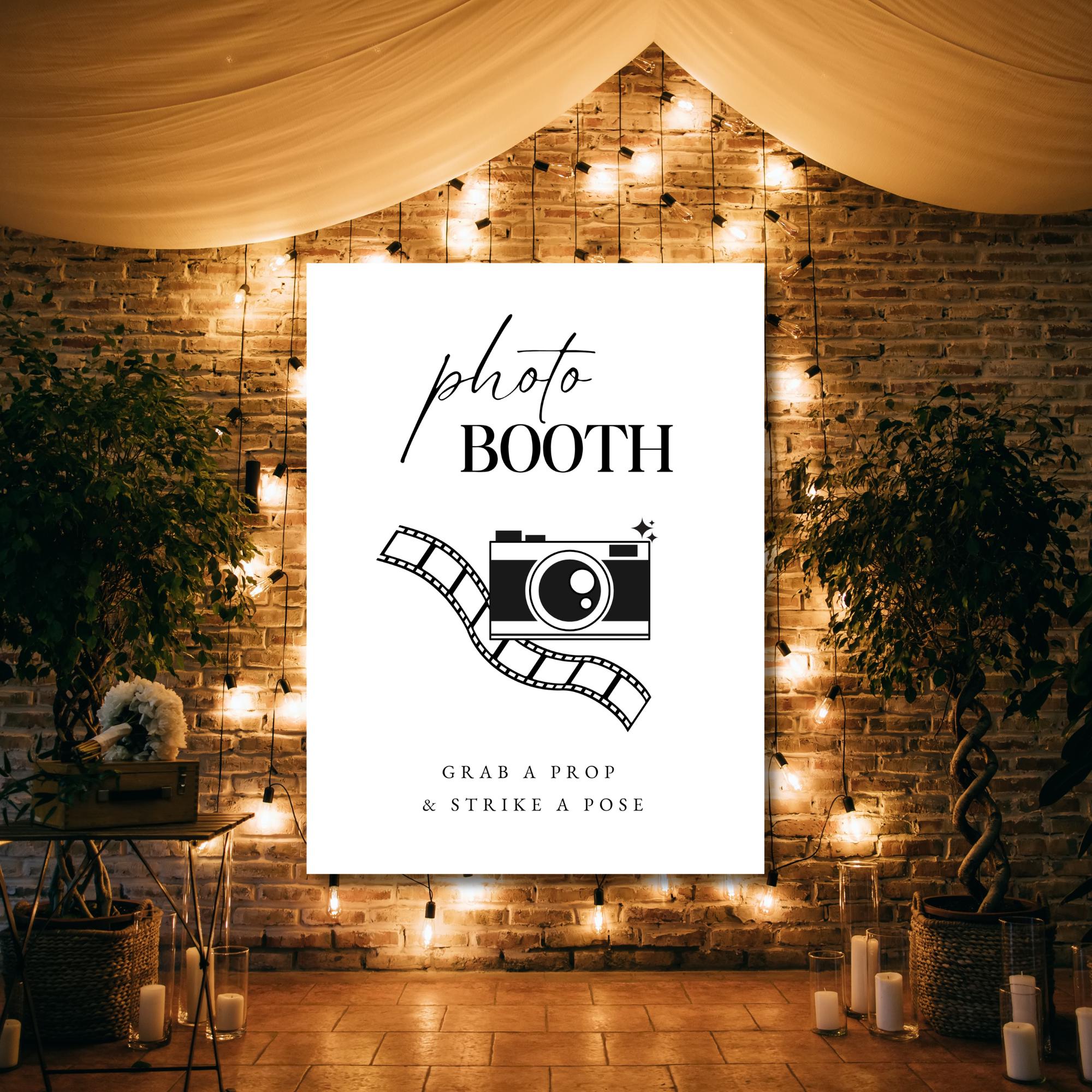 Wedding Photo Booth Sign Editable - Minimalist Canva Template ...