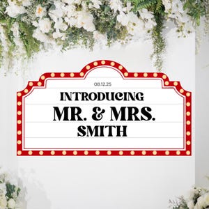Editable Wedding Bottle Service Sign | Red Marquee Bar Canva Template | Printable Wedding Entrance Signs | Digital Download for Reception
