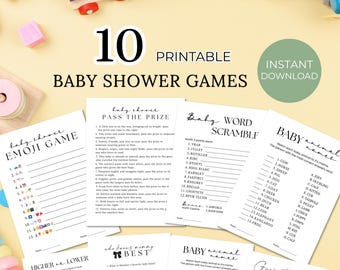 Baby Shower Game Pass the Prize Printable Baby Shower Game Bundle, Gender Neutral Shower Games, Baby Sprinkle Activities, Canva Template