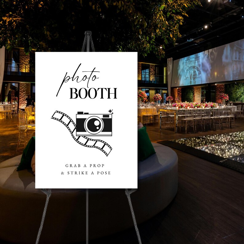 Wedding Photo Booth Sign Editable - Minimalist Canva Template ...