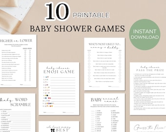 Baby Shower Games Bundle Printable, 10 Minimalist Baby Shower Games, Gender Neutral Shower Games, Baby Sprinkle Activities, Instant Download