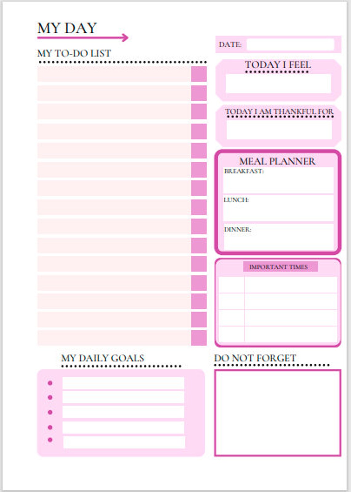 Fillable to Do List, Printable to Do List, A4 to Do List, Letter to Do ...