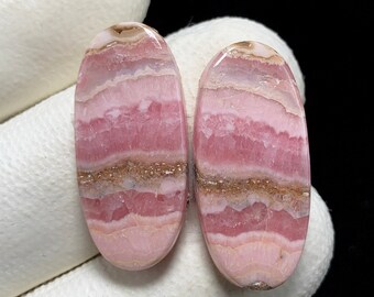 Natural Rhodochrosite Pair , Oval Cabochon , 26x12x4 MM, 37 CTS , Beautiful Cabochon. #9832