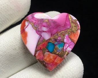 Pink Mohave Türkis, Herz Cabochon, 21x22x4 MM, 19 CTS, Wunderschöner Cabochon. #8746