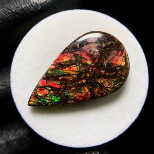 Multi Fiery Dragon Skin Ammolite, Pear Cabochon, 34x20x5 MM, 35 CTS, Beautiful Cabochon,#17945