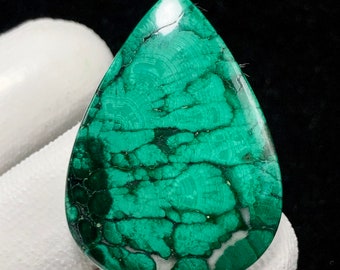 Natürlicher Malachit, Birnen-Cabochon, 38x27x5 MM, 45 CTS, wunderschöner Cabochon, #10939