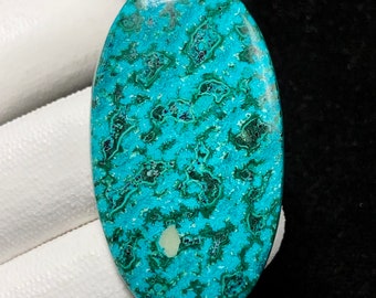 Natural Malachite Chrysocolla, Oval Cabochon, 47x26x5 MM, 63 CTS, Beautiful Cabochon, #6794