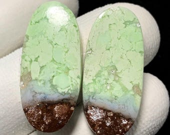 青谷ターコイズペア、オーバルカボション、16x13x3 MM、12カラット