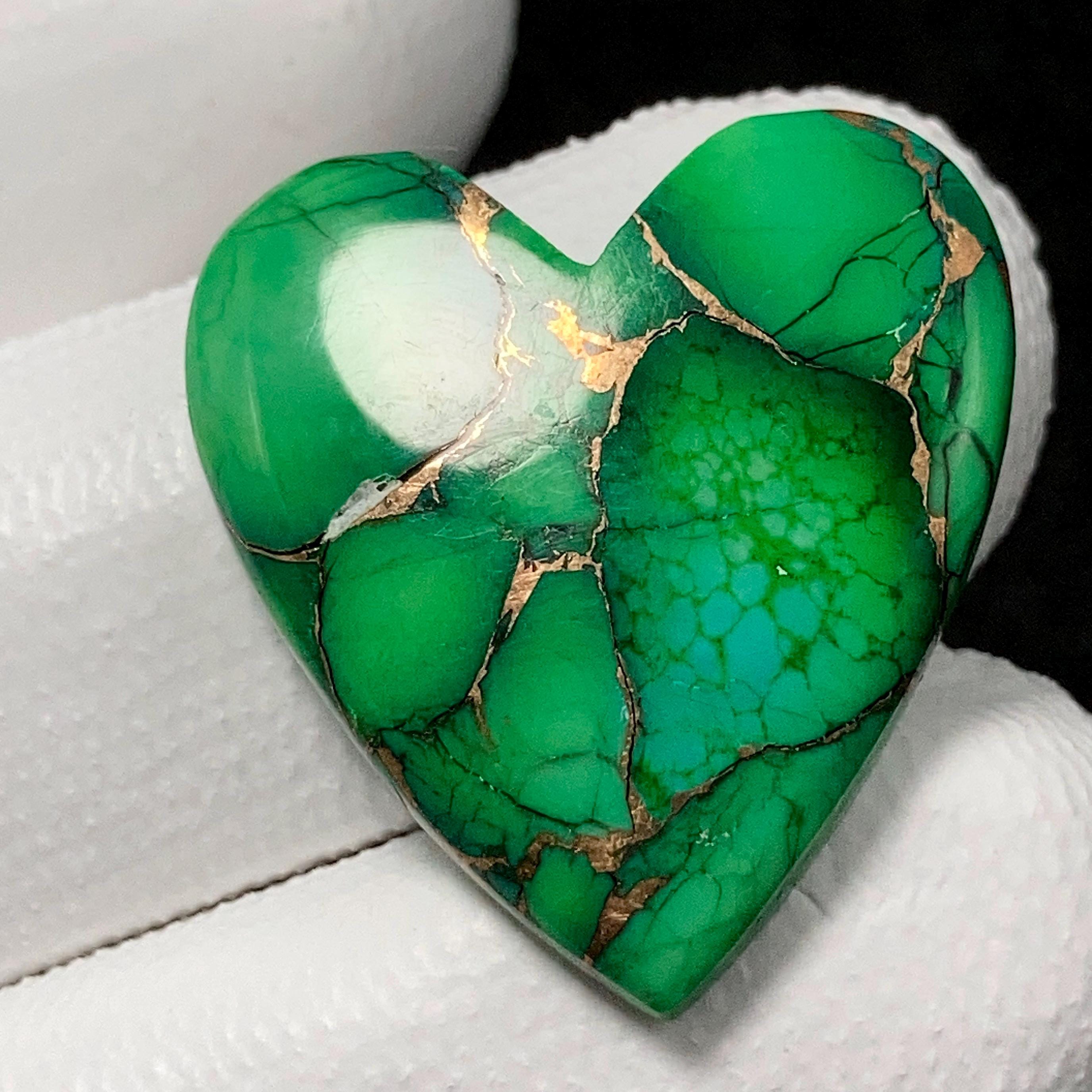 アクセサリー TUHDYU Forest Green Dahlia Copper Tuquoise, Heart Cabochon, 25x23x4 MM