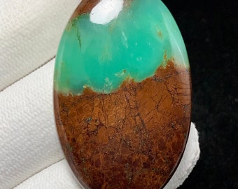 Natürlicher Chrysopras, Boulder Cabochon, oval, 43x27x5 MM, 50 CTS, #10793