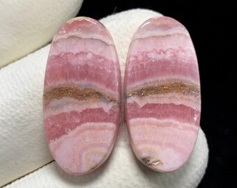 Natural Rhodochrosite Pair , Oval Cabochon , 25x12x4 MM, 36 CTS , Beautiful Cabochon. #9833