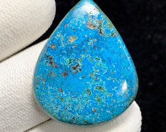 Natürlicher Chrysokoll, Birnen-Cabochon, 31x25x5 MM, 31 CTS, wunderschöner Cabochon. #8652