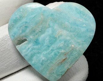 Caribbean Calcite, Heart Cabochon, 31x33x5 MM, 41 CTS, Beautiful Cabochon,#15025