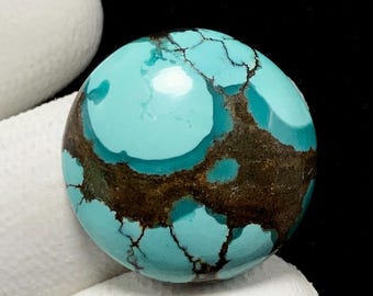 Turquesa Treasure Mountain, cabujón redondo, 21 x 6 mm, 22 quilates, hermoso cabujón, n.° 18559
