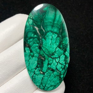 Natural Malachite Top Quality , Oval Cabochon , 56x30x5 MM, 109 CTS, Beautiful Cabochon, #10930