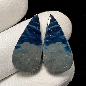 Michigan Leland Blue Stone Pair, Pear Cabochon, 25x13x4 MM, 22 CTS,Beautiful Cabochon,#18168