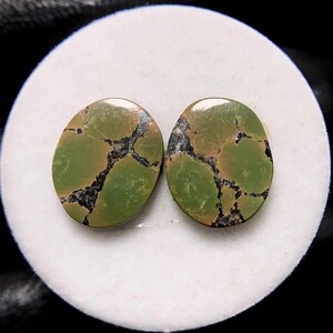 Bamboo Mountain Turquoise Pair, Oval Cabochon, 14x11x3 MM, 7 CTS, Beautiful Cabochon, #18820