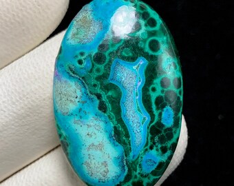Natural Malachite Chrysocolla , Oval Cabochon, 37x24x7 MM, 57 CTS, Beautiful Cabochon, #10430