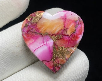 Pink Mohave Türkis, Herz Cabochon, 22x22x4 MM, 18 CTS, Wunderschöner Cabochon. #8741