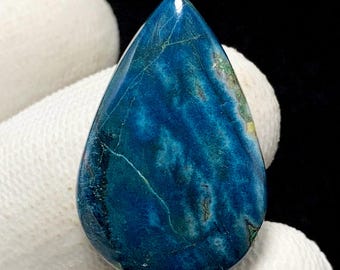 Gem Quality Cerulean Blue Shattuckite, Pear Cabochon, 29x19x5 MM, 23 CTS,  Beautiful Cabochon,#21102