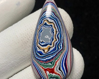 Fordite, peercabochon, 34 x 17 x 6 mm, 11 CTS, prachtige cabochon, #12090