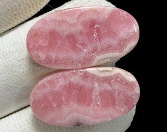 Natural Rhodochrosite Pair, Oval Cabochon , 24x12x4 MM, 34 CTS , Beautiful Cabochon. #9981