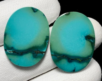Yungai Mountain Turquoise Pair , Oval Cabochon, 26x19x3 MM, 29 CTS, Beautiful Cabochon, #18542