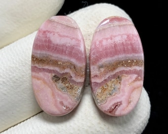 Natürliches Rhodochrosit Paar, Oval Cabochon, 22x12x4 MM, 31 CTS, Wunderschöner Cabochon. #9834