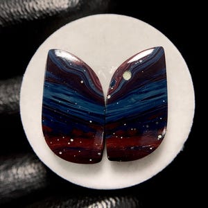 Michigan Leland Blue Stone Pair, Freeform Cabochon, 22x12x5 MM, 25 CTS,Beautiful Cabochon,#18078