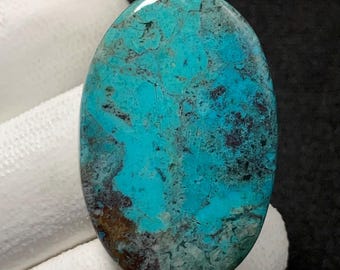 Natural Peru Chrysocolla, Oval Cabochon, 36x24x7 MM, 39 CTS, Beautiful Cabochon, #15843