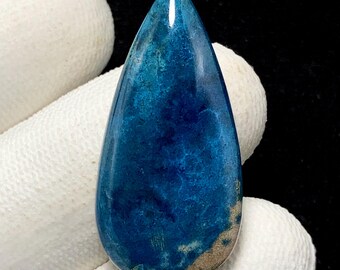 Gem Quality Cerulean Blue Shattuckite, Pear Cabochon, 35x17x6 MM, 27 CTS,  Beautiful Cabochon,#21103
