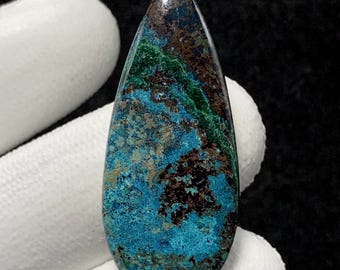 Cobalt Blue Shattuckite, Pear Cabochon, 37x16x3 MM, 18 CTS, Beautiful Cabochon,#17334