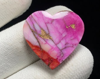 Rosa Mohave-Türkis, Herz-Cabochon, 21x22x4 MM, 15 CTS, wunderschöner Cabochon. #8742