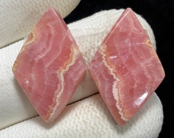 Natural Rhodochrosite Pair, Freeform Cabochon , 25x16x4 MM, 31 CTS , Beautiful Cabochon. #9987