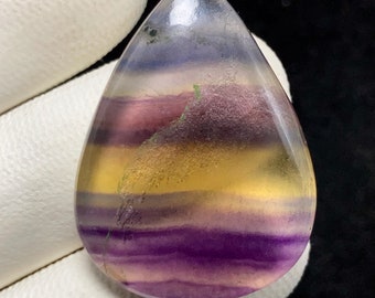 Natural Fluorite , Pear Cabochon , 34x26x7 MM, 54 CTS , Beautiful Cabochon. #4110