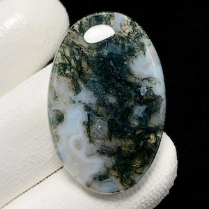 Natural Moss Agate, Oval Cabochon , 34x22x5 MM, 29 CTS, Beautiful Cabochon, #11029