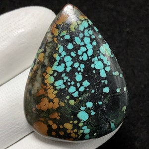 Natuurlijke bamboe bergturkoois, perencabochon, 45 x 34 x 7 mm, 69 CTS, prachtige cabochon, #12372
