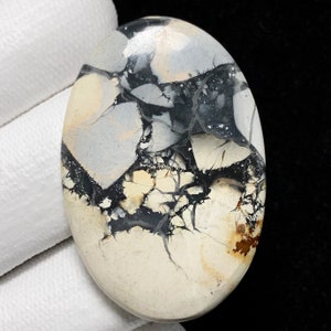 Natural Dendritic Maligano Jasper, Oval Cabochon, 43x29x6 MM, 69 CTS, Beautiful Cabochon. #8952