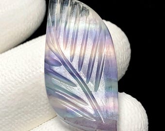 Fluorite Carving, Indian Handcarved, Freeform Cabochon, 32x15x5 MM, 24 CTS, Beautiful Cabochon,#20859