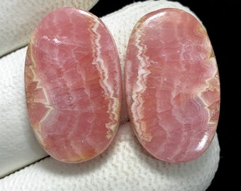 Paire de rhodochrosite naturelle, cabochon ovale, 23 x 14 x 4 mm, 37 CTS, magnifique cabochon. #9980