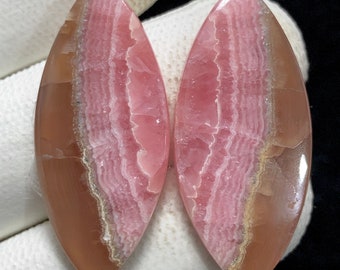 Natural Rhodochrosite Pair, Marquise Cabochon , 35x16x4 MM, 49 CTS , Beautiful Cabochon. #9985
