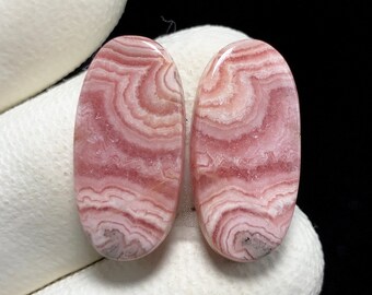 Paire de rhodochrosite naturelle, cabochon ovale, 21 x 10 x 4 mm, 26 CTS, magnifique cabochon. #9835