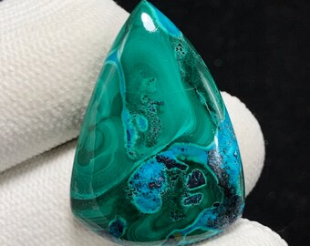 Natürlicher Chrysokoll Malachit, Freeform Cabochon, 31x22x7 MM, 42 CTS, wunderschöner Cabochon. #2471